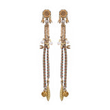 Gold Long Earrings Queen of Sheba Set, Zara
