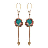 Turquoise Long Earrings Queen of Sheba Set, Saffron
