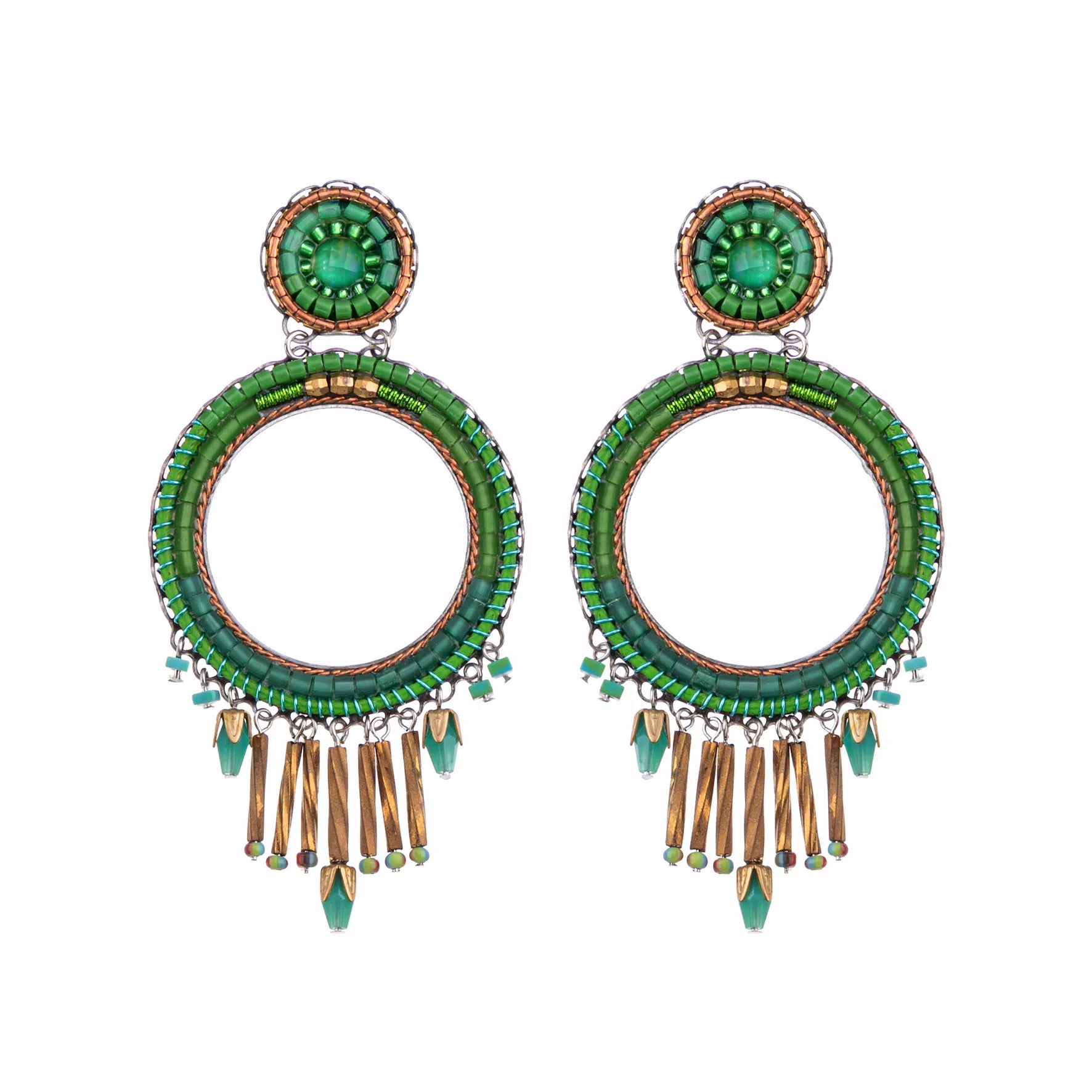 Green Hoop Earrings Grassland Set, Lucia