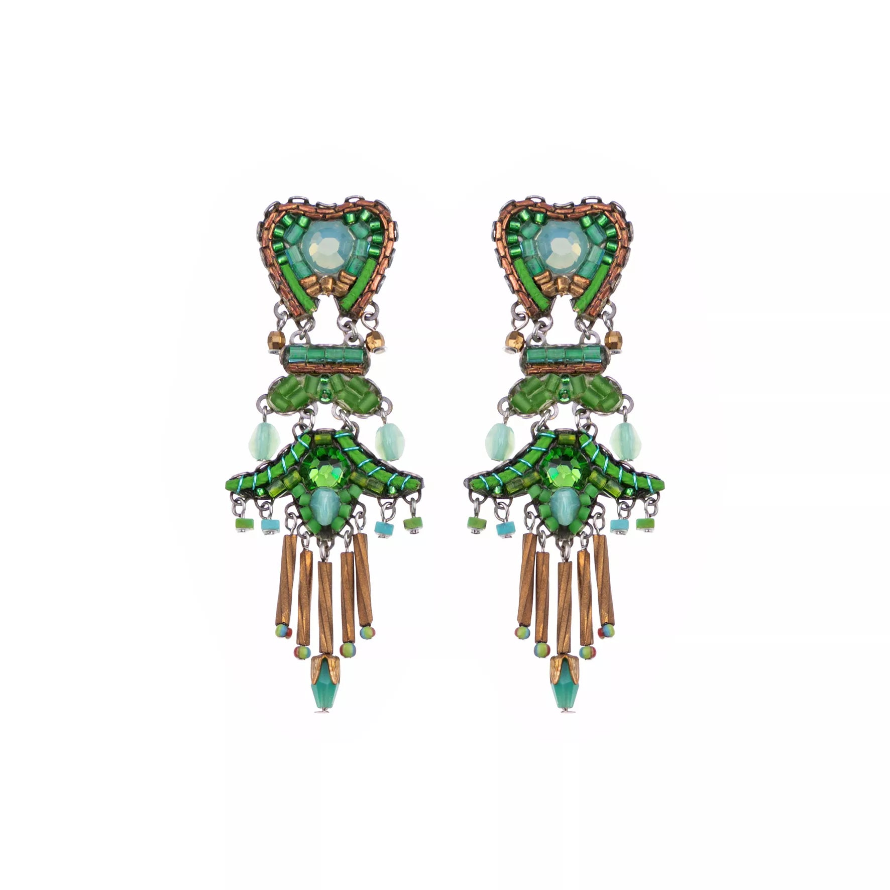 Green Female Earrings Grassland Set, Savitri