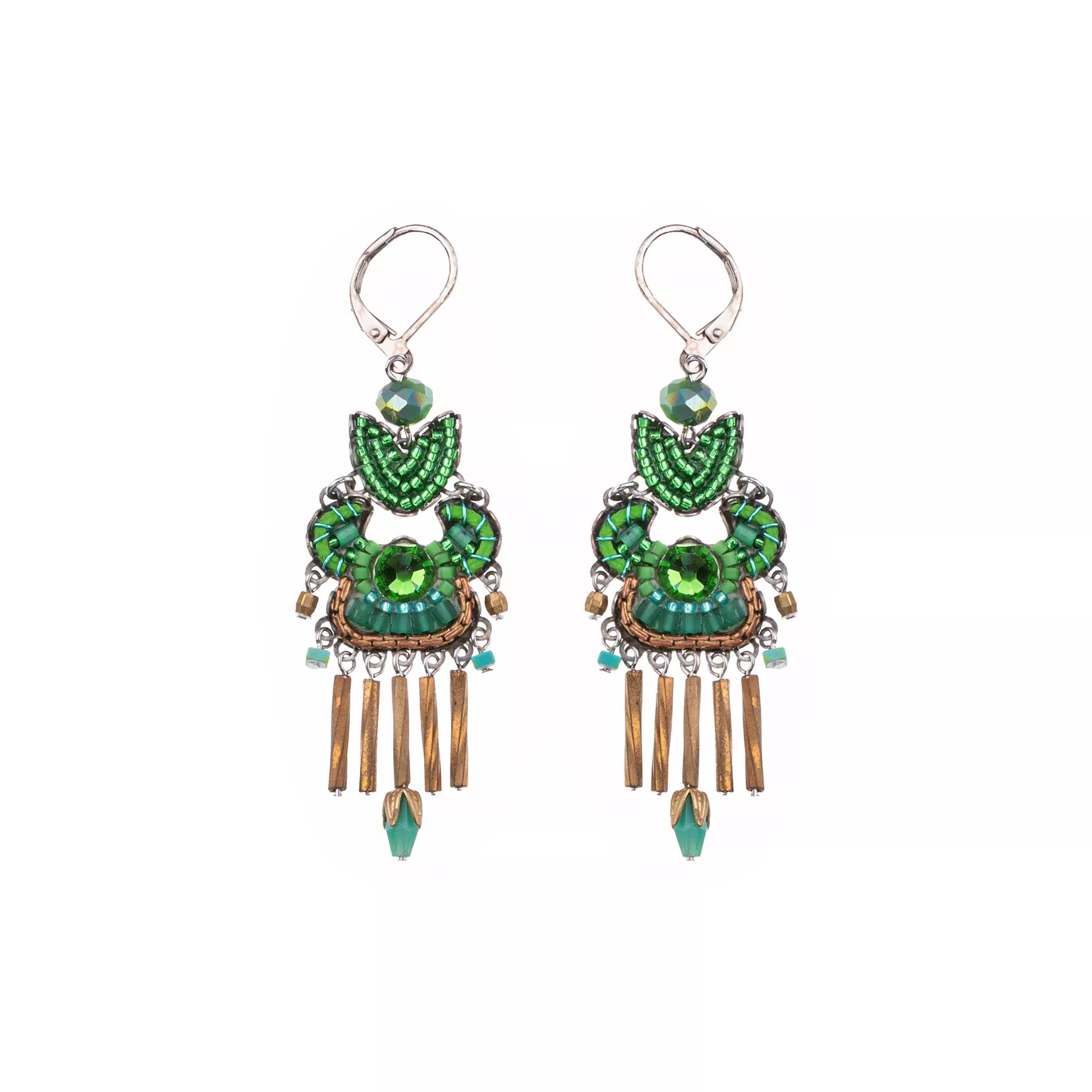 Green Hook Beaded Earrings Grassland Set, Nur