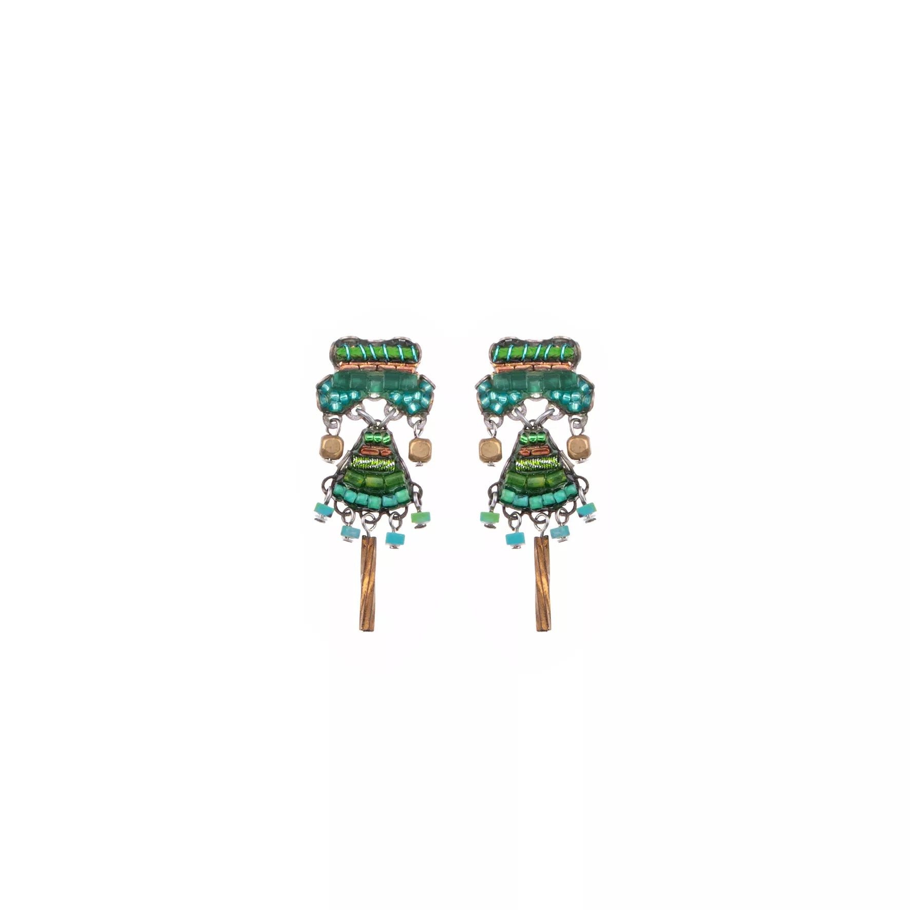 Green Beaded Earrings Grassland Set, Elena