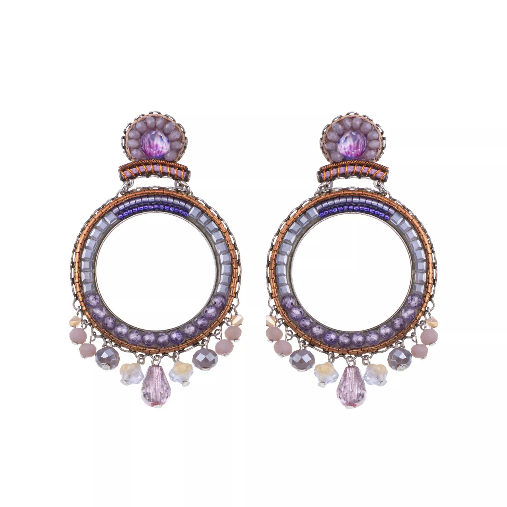 Purple Hoop Earrings Plum Blossom Set, Aylin