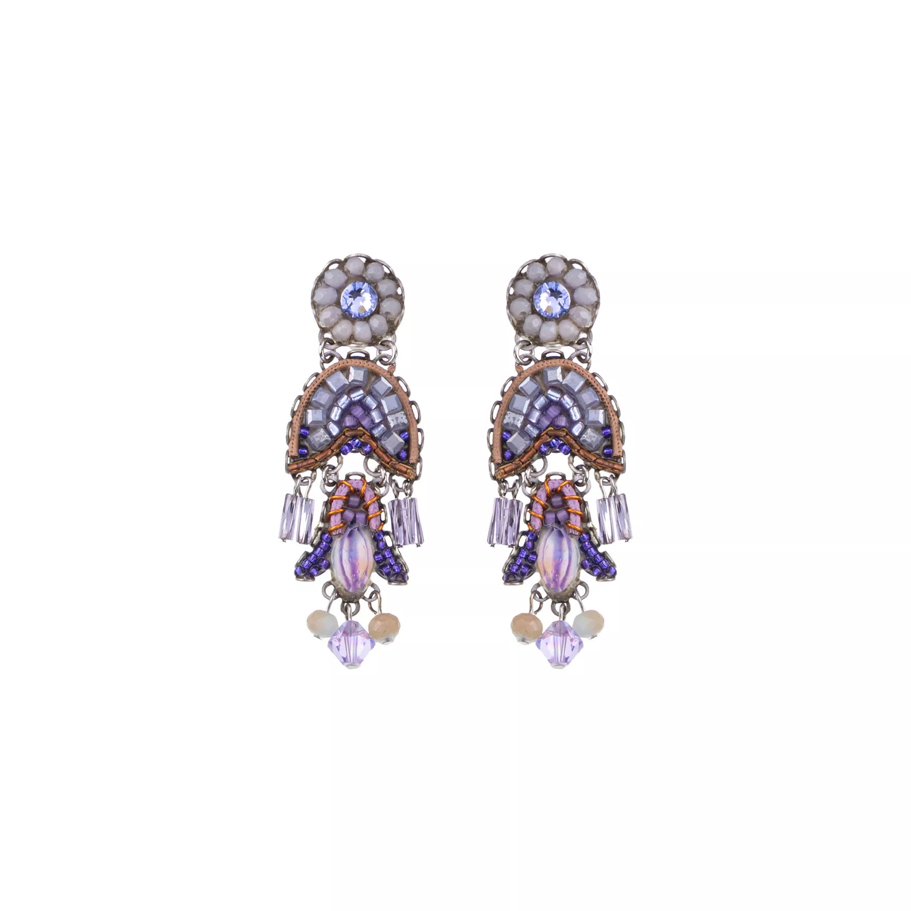 Purple Beaded Earrings Plum Blossom Set, Ming