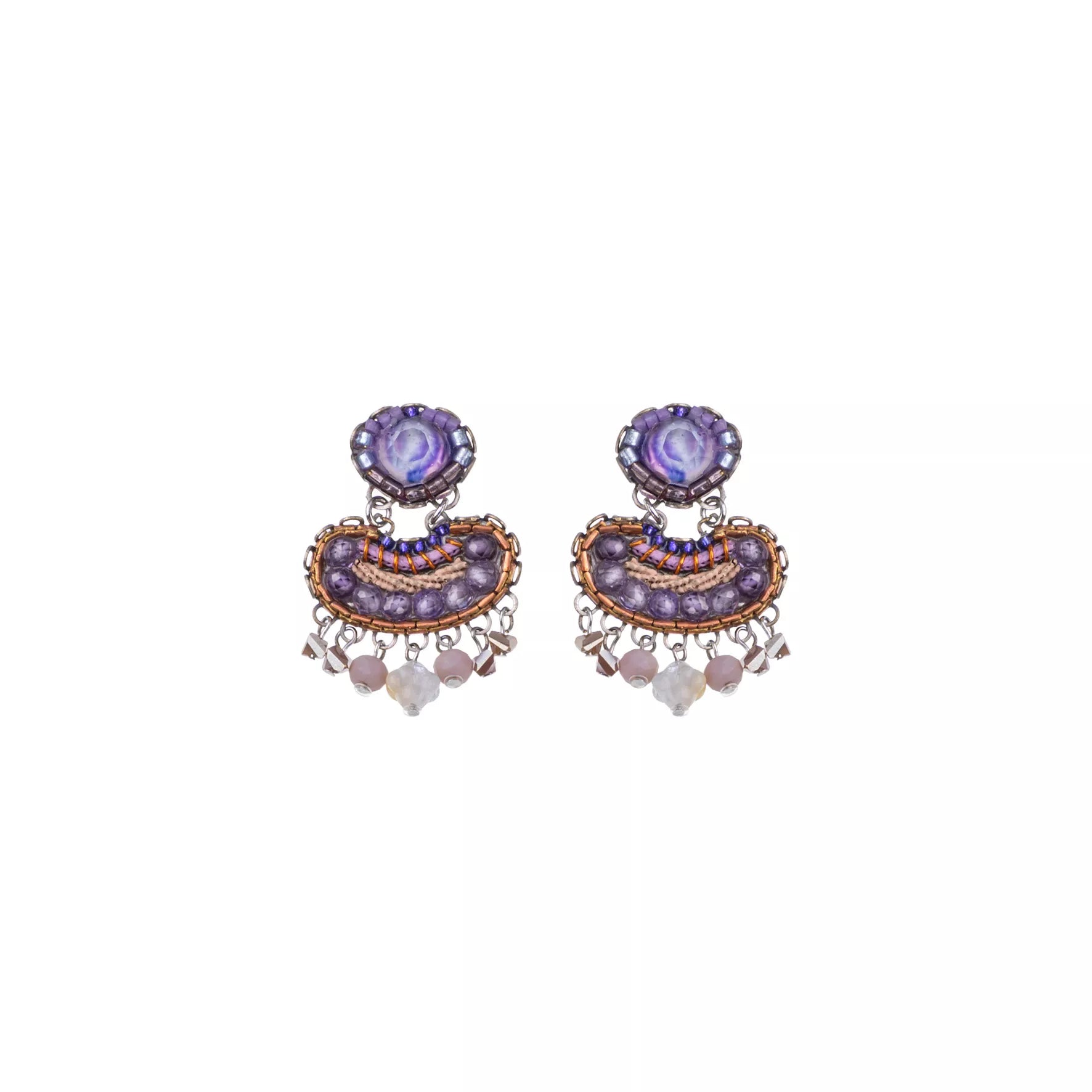 Purple Casual Earrings Plum Blossom Set, Roshan