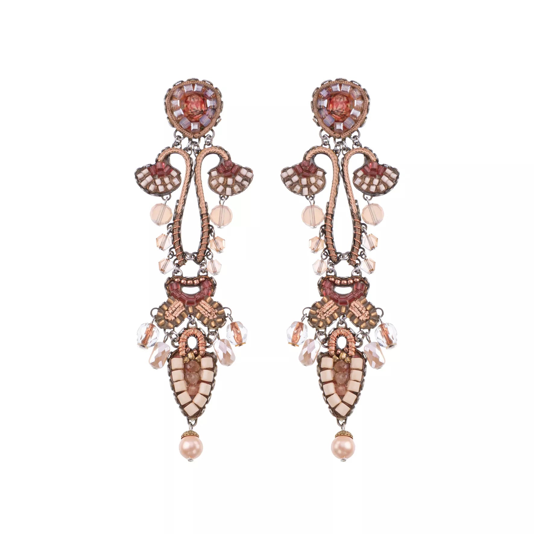 Peach Long Earrings Stylish Wedding Set, Mei