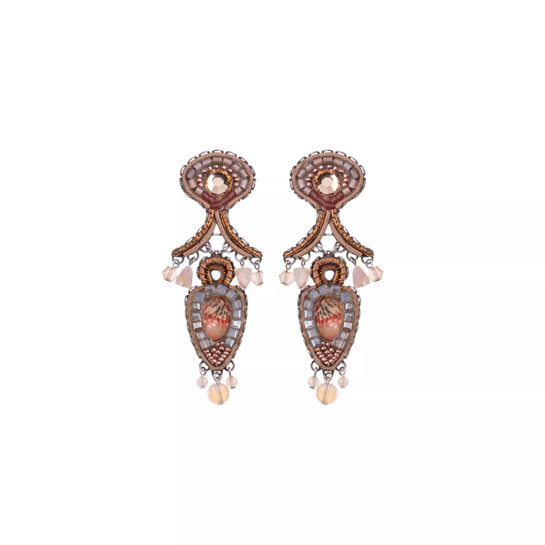 Peach Long Earrings Stylish Wedding Set, Thora