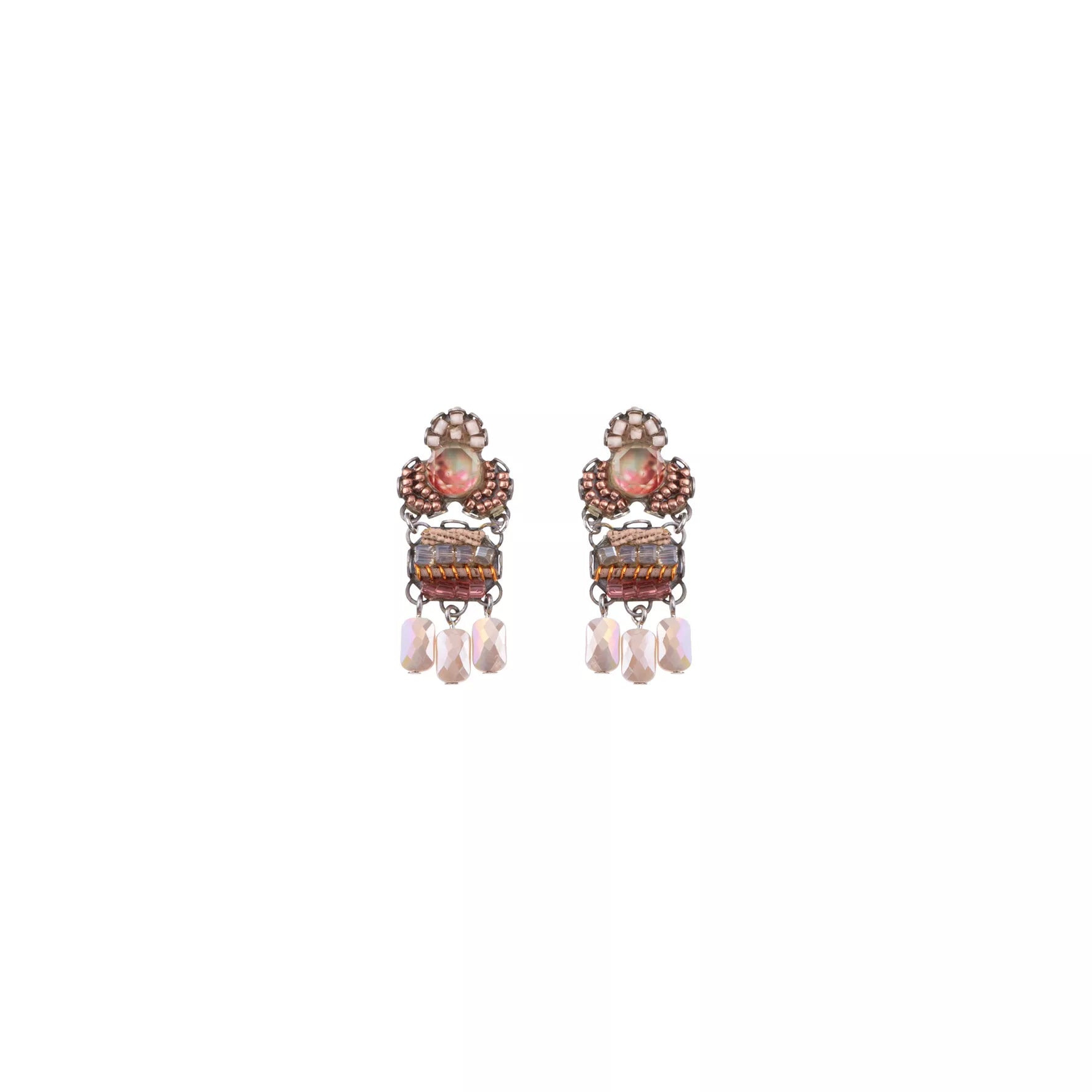 Peach Beaded Earrings Stylish Wedding Set, Nuray