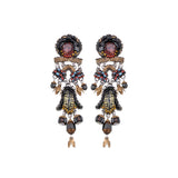 Black Dangling Earrings Tiger Eye Set, Kenzo