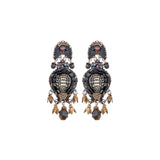 Black Beaded Earrings Tiger Eye Set, Adalia