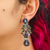 Obsidian Set, Black Beaded Earrings, Coal