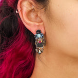 Obsidian Set, Black Beaded Earrings, Ebony