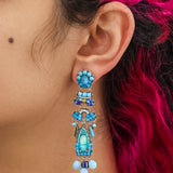 Blue Bayou Set, Long Blue Earrings, Capri