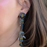 Moonlight Shimmer Set,Long Earring, Negro 