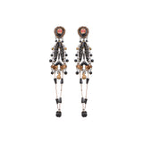 Obsidian Night Set,Long Dangle Earring, Coal 