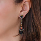 Obsidian Night Set,Long Earring, Cenere 