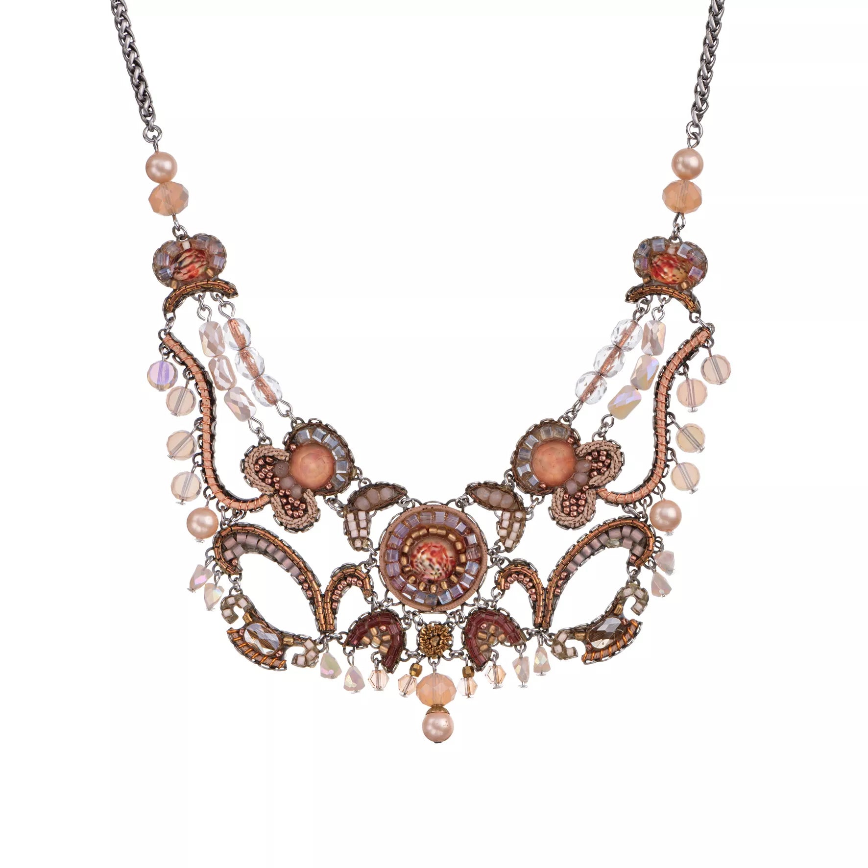 Peach Bridal Necklace Stylish Wedding Set, Momo