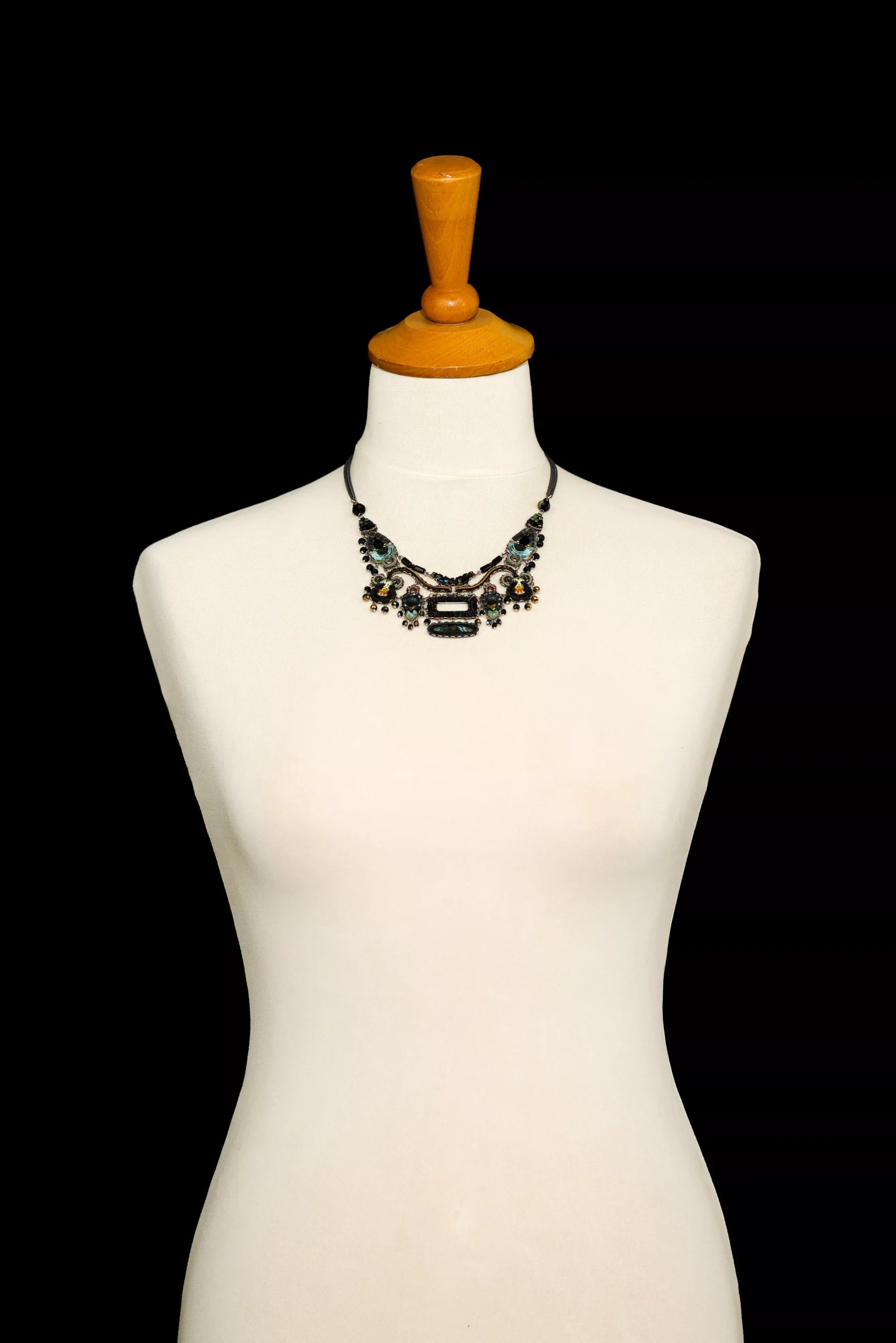 Black Statement Necklace Black Forest Set, Kai jewelry bust C3474B