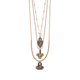 Drops of Gold Set, Layered Long Necklace, Armonia 