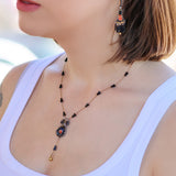 Obsidian Night Set,Delicate Necklace,Ash 