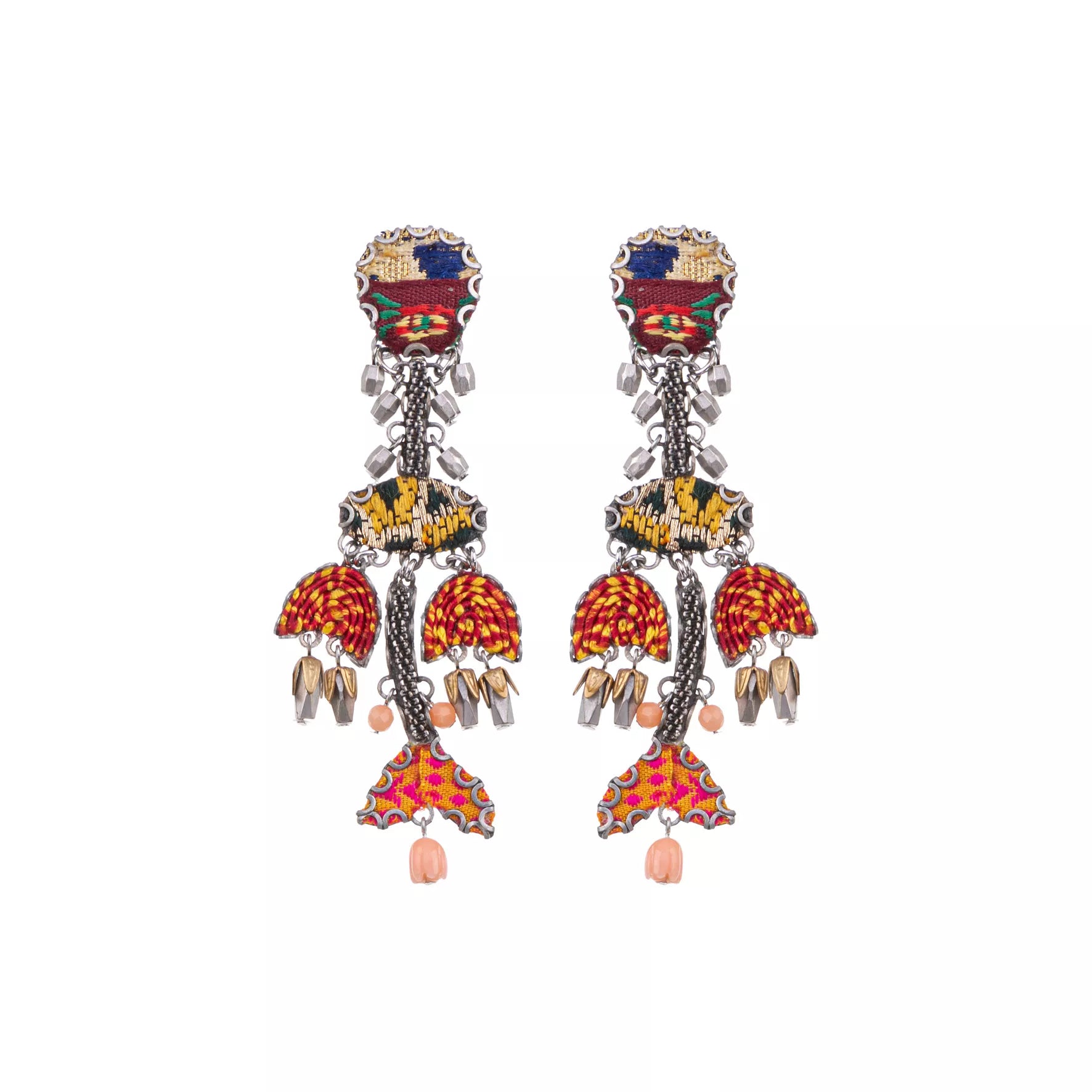 Orange Flower Earrings Embroidered Dream Set, Orin