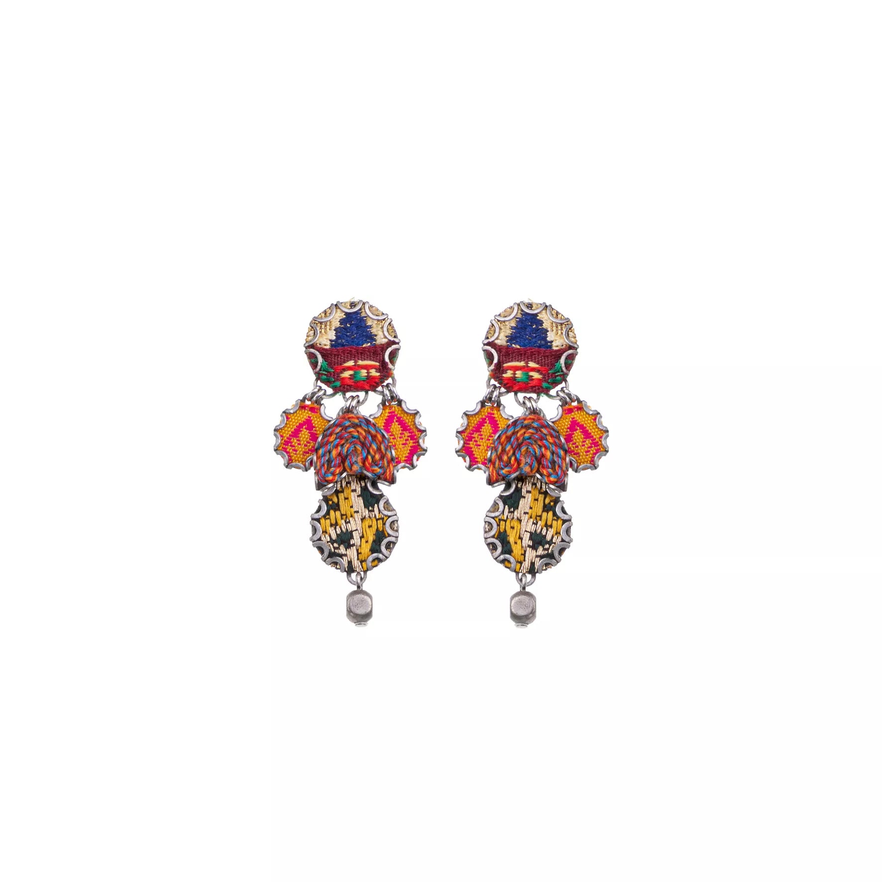 Orange Female Earrings Embroidered Dream Set, Ziya