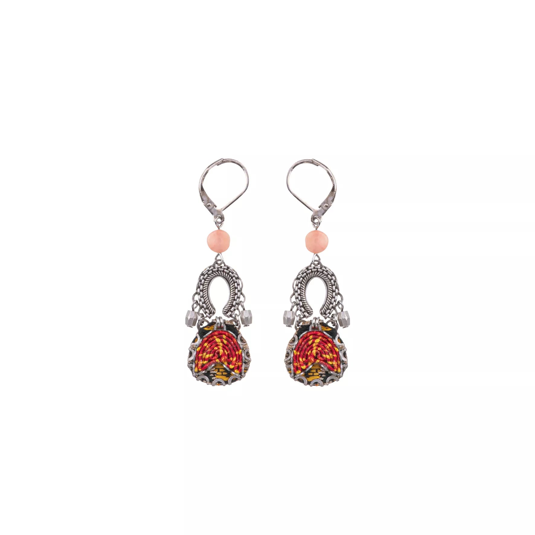 Orange Dangling Earrings Embroidered Dream Set, Yuko