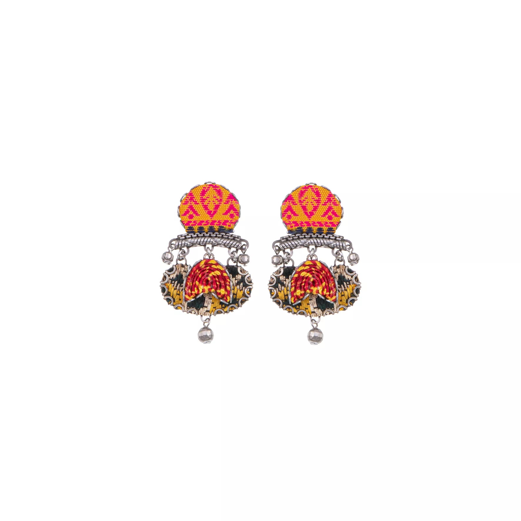 Orange Casual Earrings Embroidered Dream Set, Noor