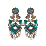 Green Festive Earrings Royal Velvet Set, Nasya