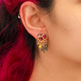 Plum Wine Set, Stud Beaded Earrings, Baika