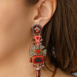 Crimson Fire Set,Statement   Earring,Rogo 