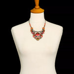 Orange Flower Necklace Embroidered Dream Set, Flora jewelry bust H3478B