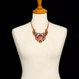 Orange Flower Necklace Embroidered Dream Set, Flora jewelry bust H3478B