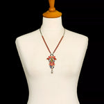 Orange Long Necklace Embroidered Dream Set, Lily jewelry bust H3479B