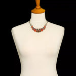 Orange Necklace Embroidered Dream Set, Violet jewelry bust H3480B