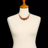 Orange Necklace Embroidered Dream Set, Violet jewelry bust H3480B