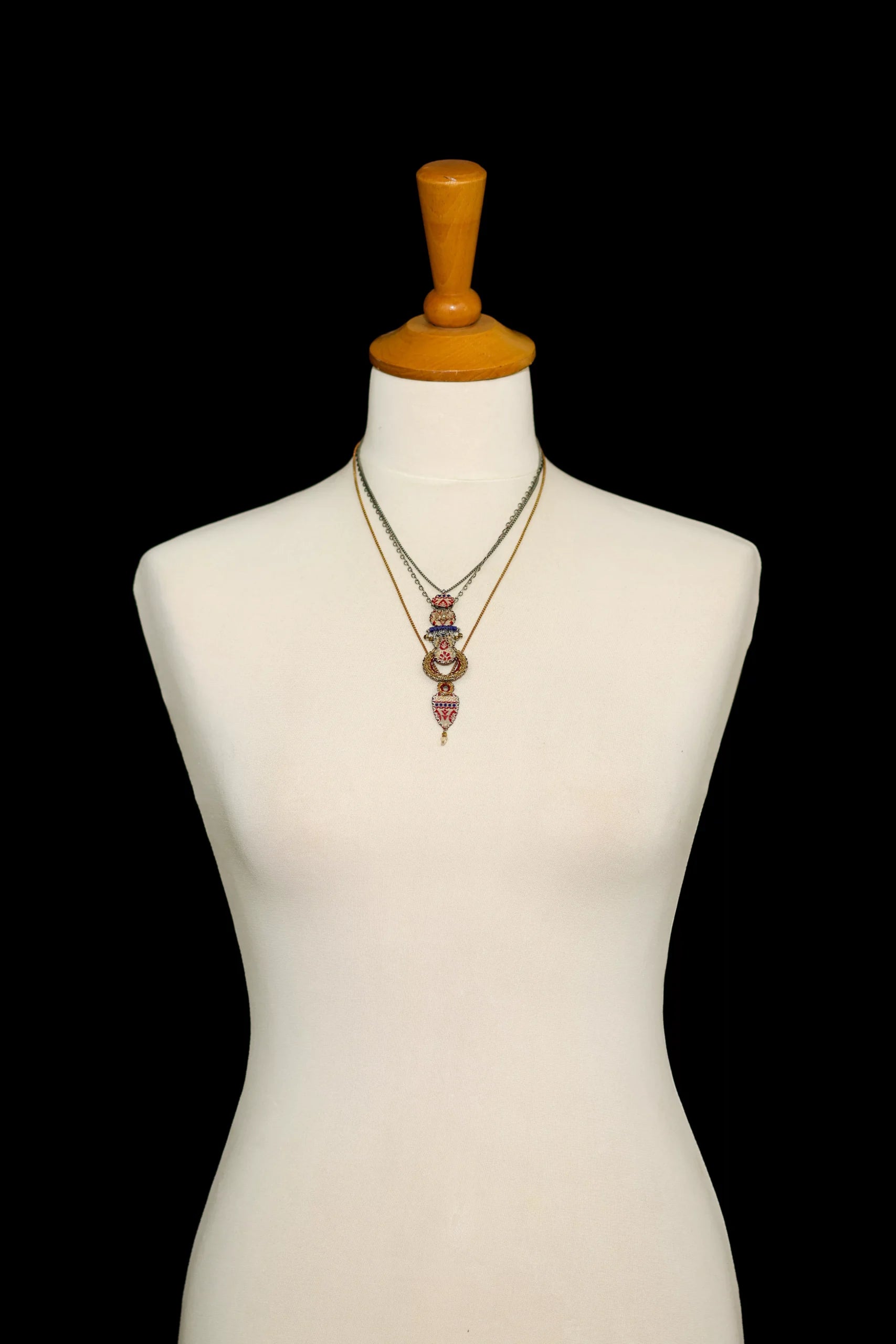 Gold Long Necklace Royal Gold Set, Jin jewelry bust H3482B