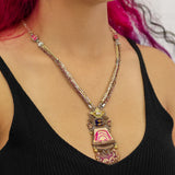 Plum Wine Set, Long Pendant Necklace, Pulm