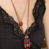 Crimson Fire Set,Long Pendant Necklace,Brasier 