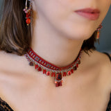 Crimson Fire Set,Artisan Choker Necklace,Fogata 