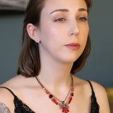 Crimson Fire Set,Layered Necklace,Fuego 