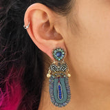 Mid Season Set, Blue Beaded Uli Earrings