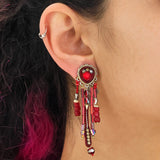 Mid Season Set, Long Beaded Oni Earrings