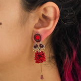 Mid Season Set, Red Beaded  Sani Earrings