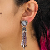 Mid Season Set, Purple Long Beaded Purpar Earrings