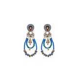 Mid Season Set, Blue Beaded Chike Earrings
