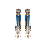 Mid Season Set, Long Blue & Gold Winona Earrings
