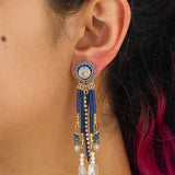 Mid Season Set, Long Blue & Gold Winona Earrings