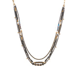 Mid Season Set, Black - Gold Beaded Inaya Necklace