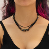 Mid Season Set, Black - Gold Beaded Inaya Necklace